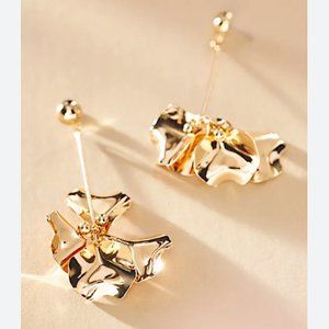 NEW ~ Anthropologie Shashi Blooming Drop Gold "Petunia" Earrings